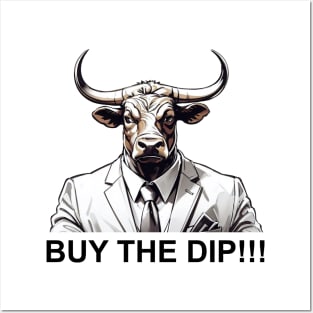 Buy the Dip Bull Posters and Art